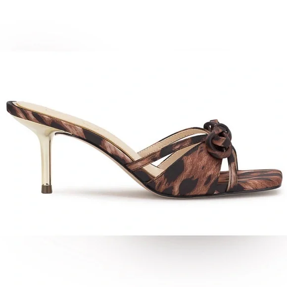 Jessica Simpson Leopard Print Bow Kitten Heel Sandals - NEW - Picture 5 of 12